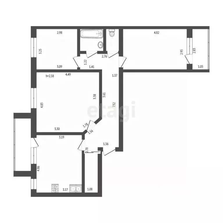 3-к кв. Мордовия, Саранск Краснофлотская ул., 1 (83.4 м) - Фото 2