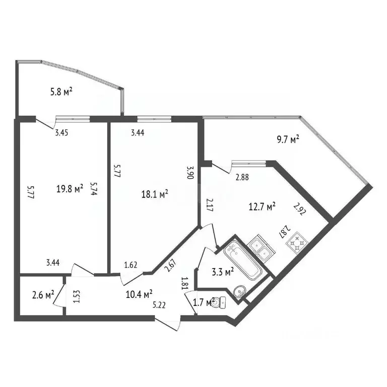 2-к кв. Санкт-Петербург Пулковское ш., 26к3 (80.0 м) - Фото 2