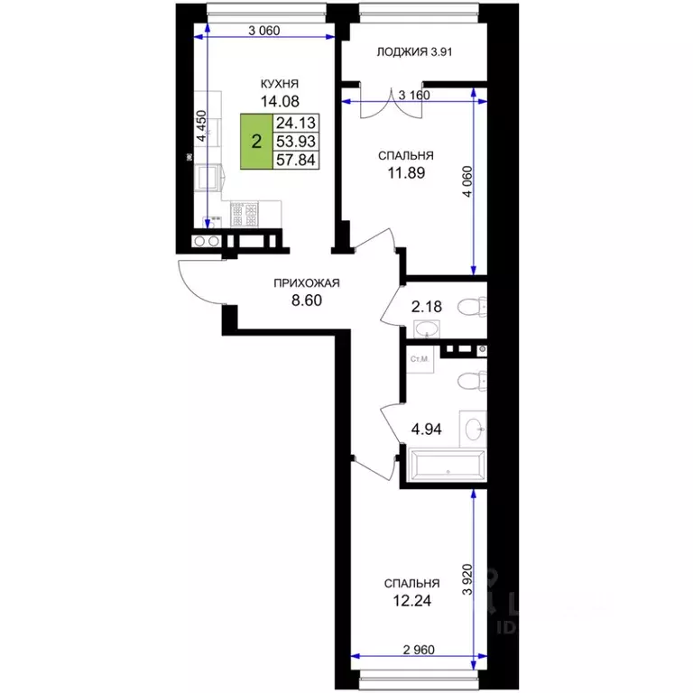 2-к кв. Калининградская область, Гурьевск Включи жилой комплекс (55.89 ... - Фото 1