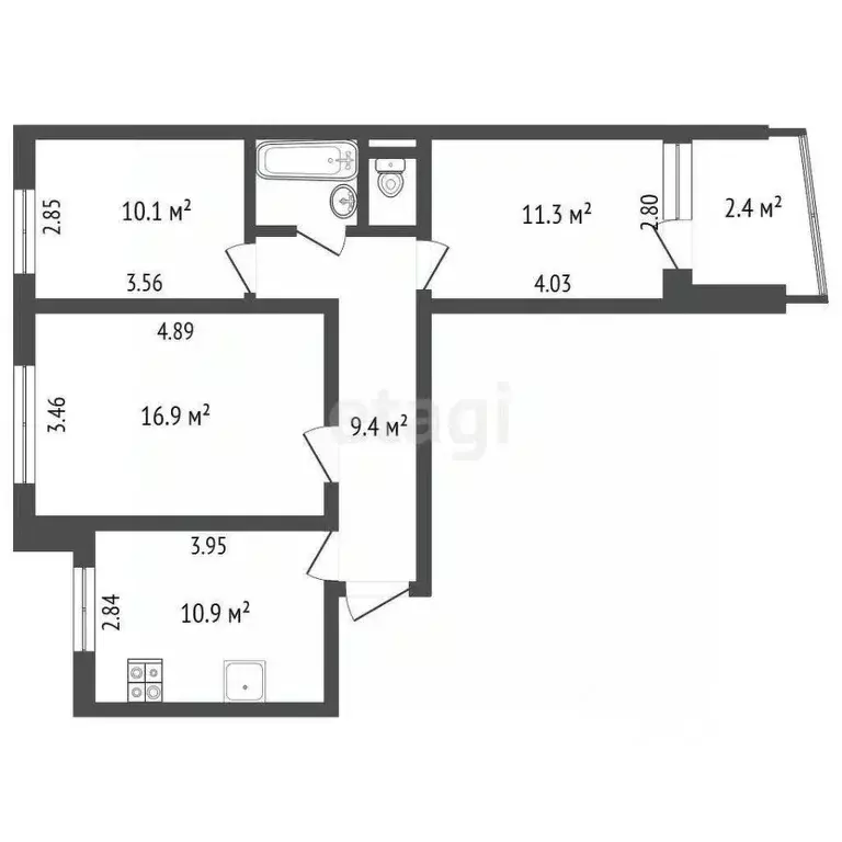 3-к кв. Омская область, Омск ул. 5-я Северная, 197к1 (64.5 м) - Фото 1