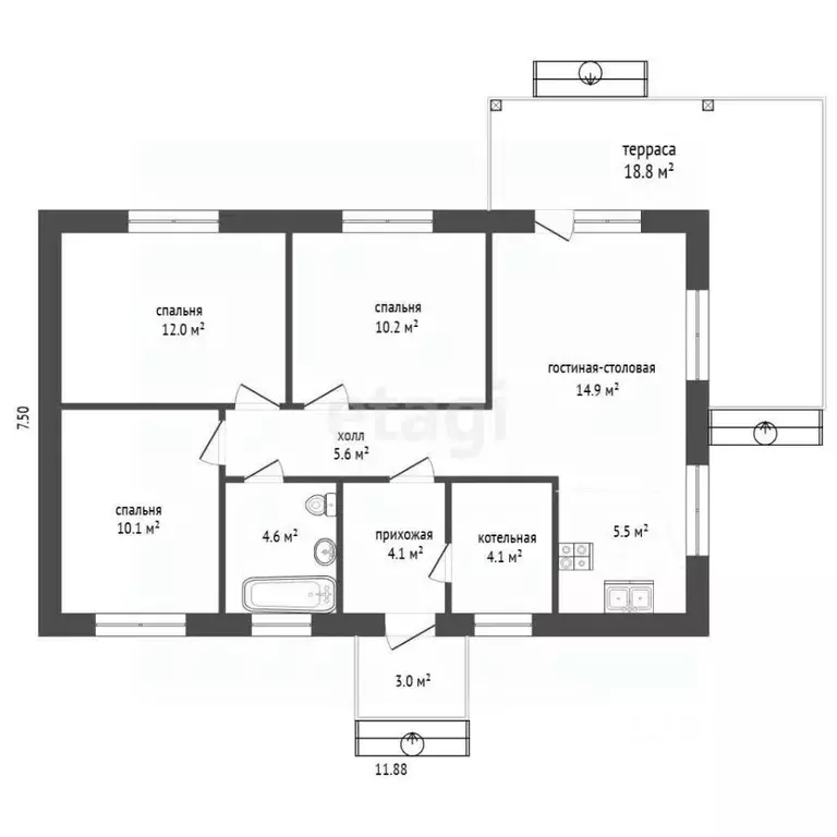 Дом в Пермский край, Пермский муниципальный округ, пос. Мулянка ул. ... - Фото 2