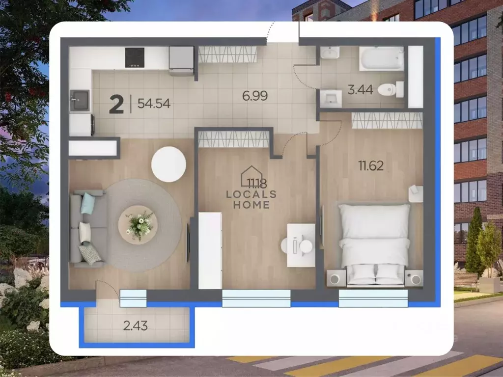 2-к кв. Рязанская область, Рязанский муниципальный округ, с. Дядьково ... - Фото 1