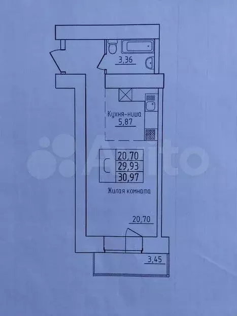 Квартира-студия, 31м, 2/13эт. - Фото 0