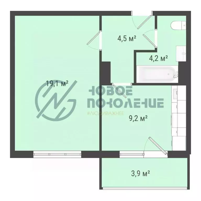 1-к кв. Омская область, Омск пос. Биофабрика, 18к1 (37.1 м) - Фото 0