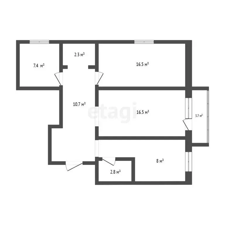3-комнатная квартира: Иркутск, Байкальская улица, 307 (64.2 м) - Фото 1