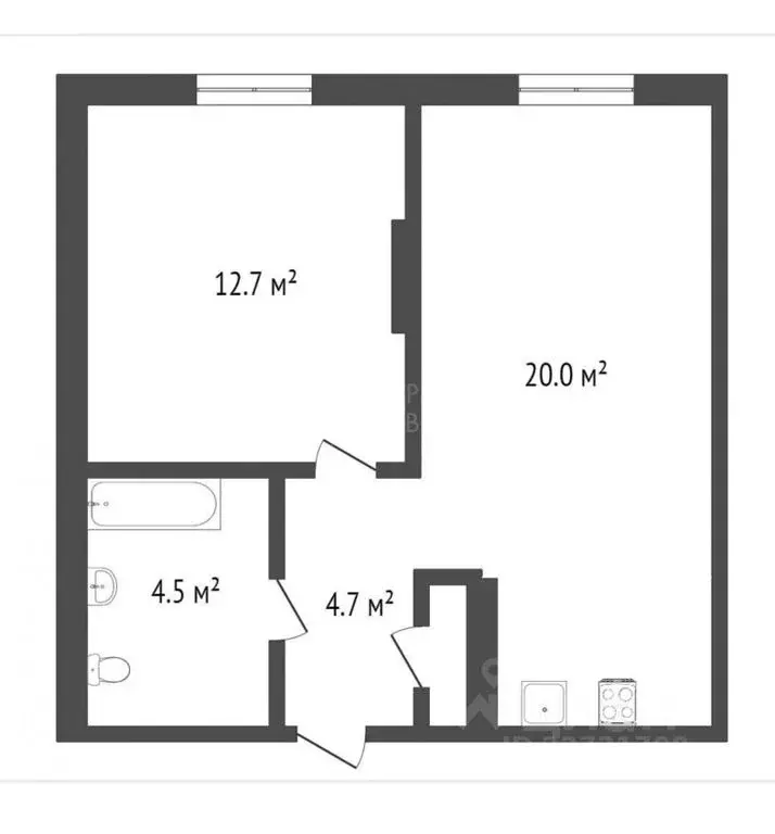1-к кв. Тюменская область, Тюмень ул. 50 лет Октября, 57В (42.0 м) - Фото 2
