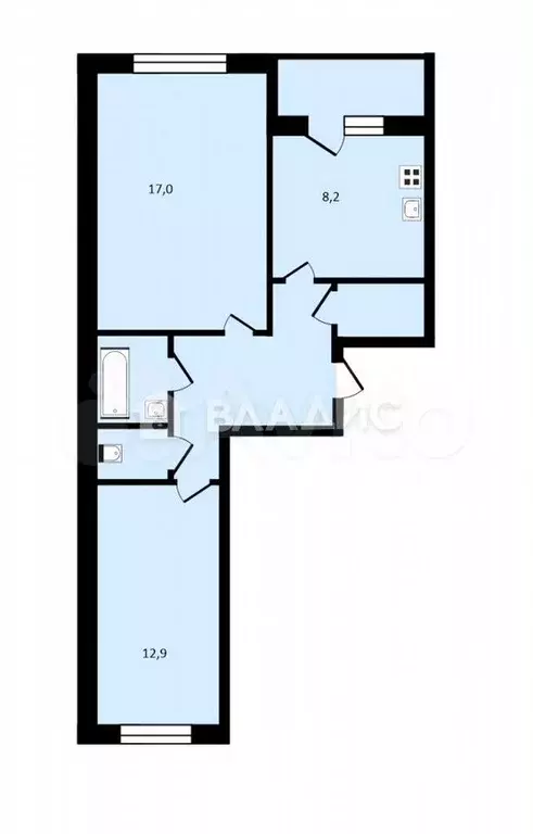 2-к. квартира, 49,8 м, 2/9 эт. - Фото 0