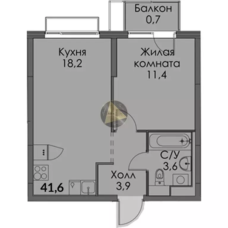 1-комнатная квартира: Санкт-Петербург, Лиговский проспект, 244 (41.6 ... - Фото 1