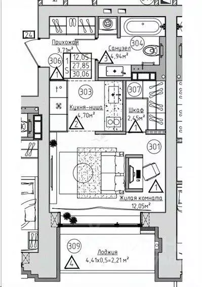 1-к кв. Архангельская область, Новодвинск  (30.06 м) - Фото 1