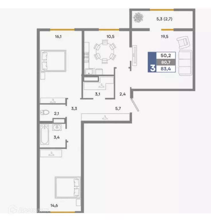 Продаётся 3-к квартира, 83.4 м - Фото 1