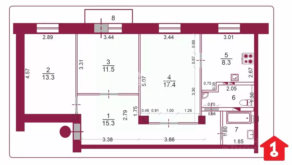 3-к кв. Омская область, Омск Тимуровский проезд, 5 (72.1 м) - Фото 2