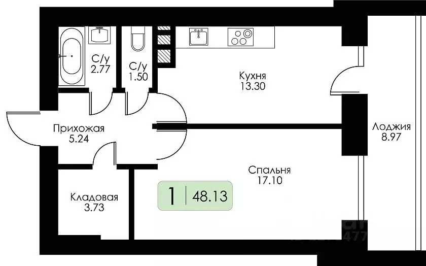 1-к кв. Смоленская область, Смоленск проезд Ипподромный, 36 (48.13 м) - Фото 0