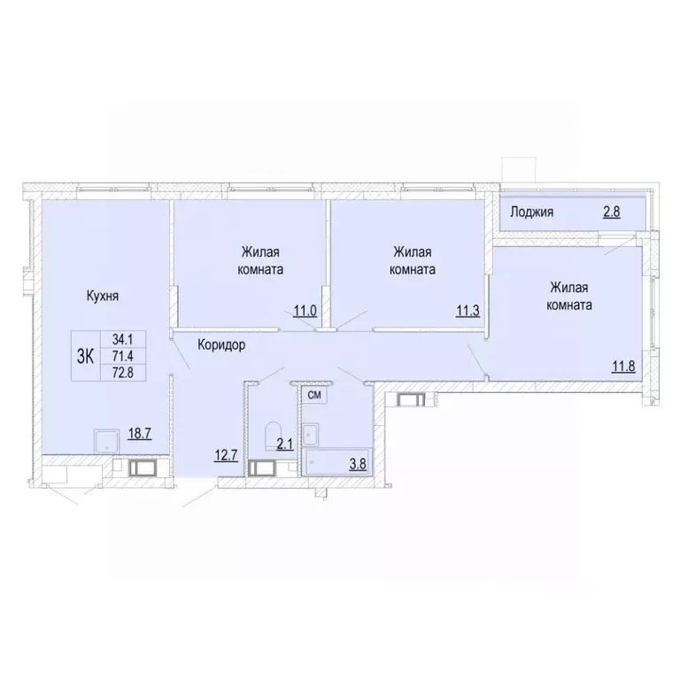 3-к кв. Нижегородская область, Нижний Новгород Кузнечиха Город жилой ... - Фото 1