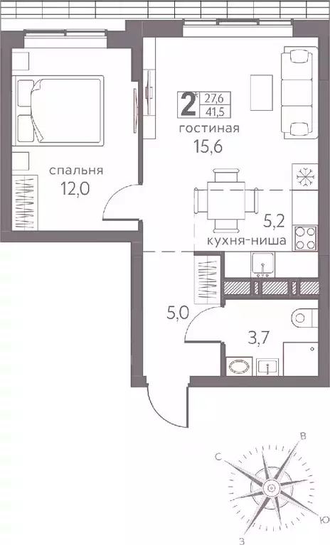 2-к кв. Пермский край, Пермь ул. Серебристая, 3А (41.5 м) - Фото 0