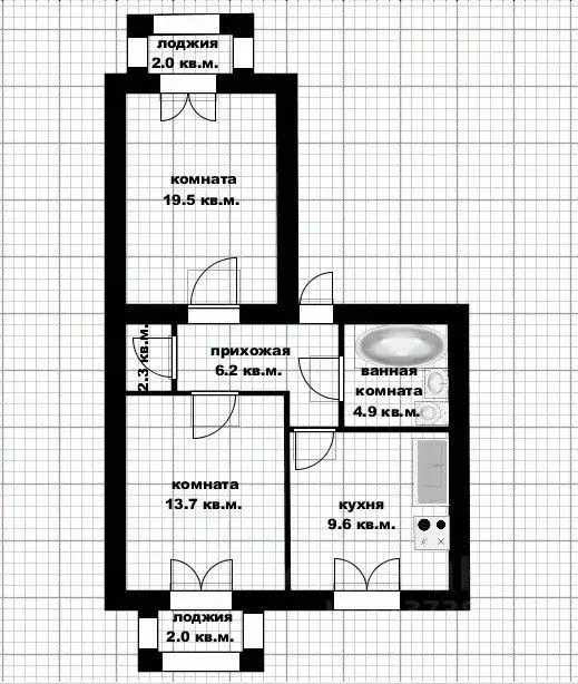 2-к кв. Башкортостан, Уфа ул. Комарова, 30 (57.4 м) - Фото 2
