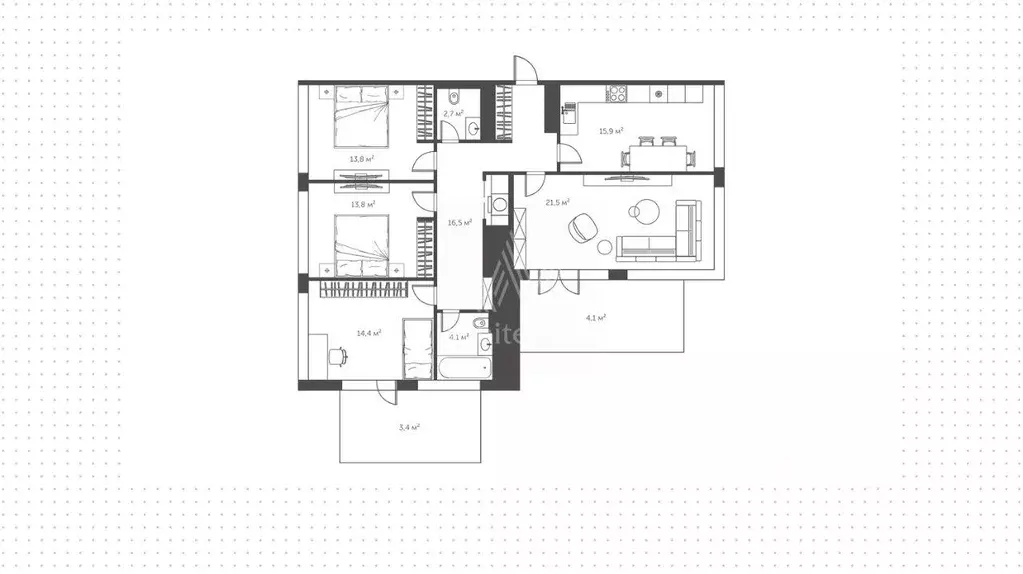 Квартира, 3 комнаты, 110.2 м - Фото 1