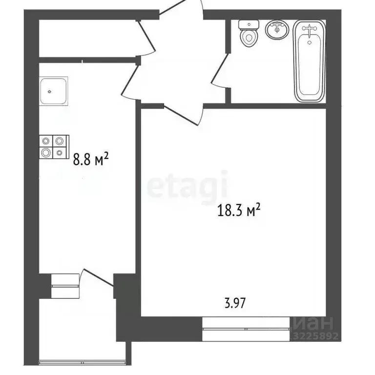 1-к кв. Вологодская область, Вологда Ленинградская ул., 66 (35.7 м) - Фото 1