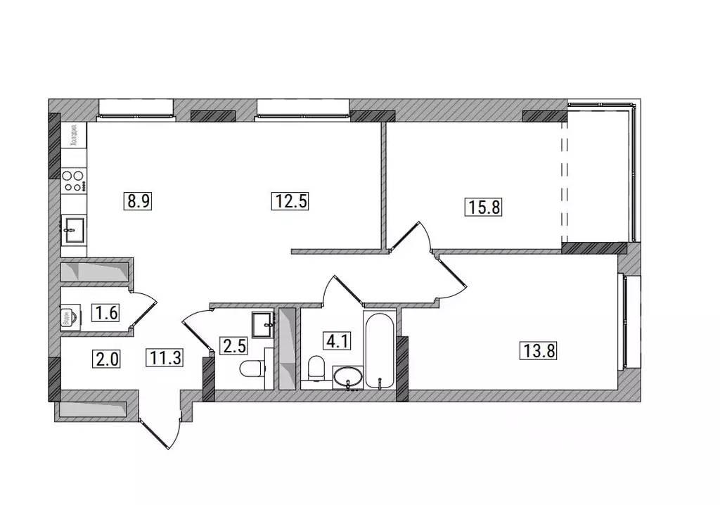3-к кв. Кировская область, Киров Мелькомбинатовский проезд, 3 (73.4 м) - Фото 2