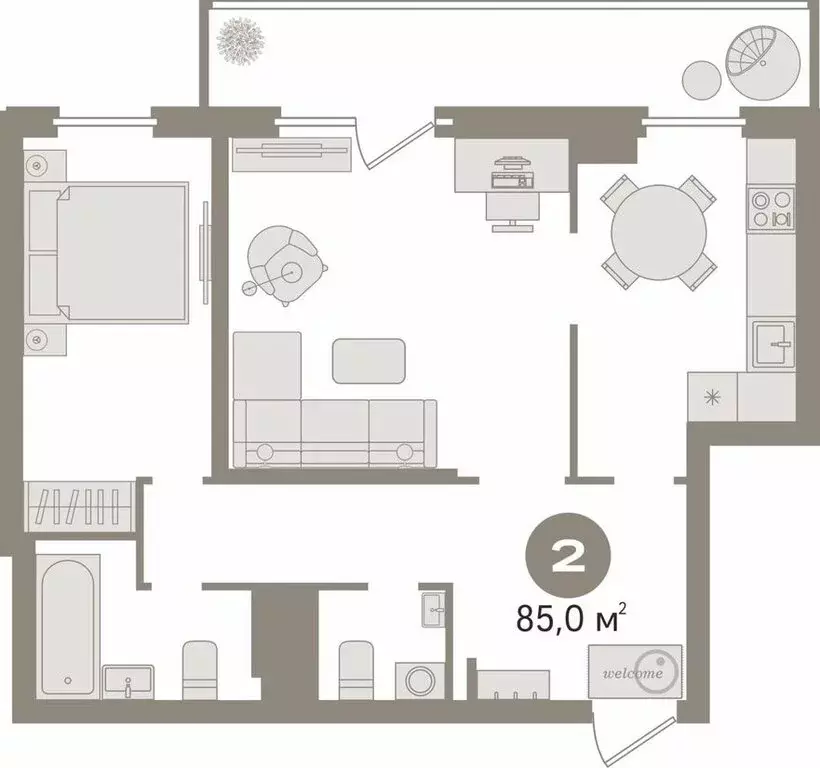 2-комнатная квартира: Екатеринбург, улица Юмашева, 18 (85 м) - Фото 1