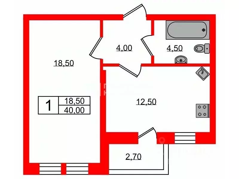 1-к кв. Санкт-Петербург Заставская ул., 46к2 (40.0 м) - Фото 1