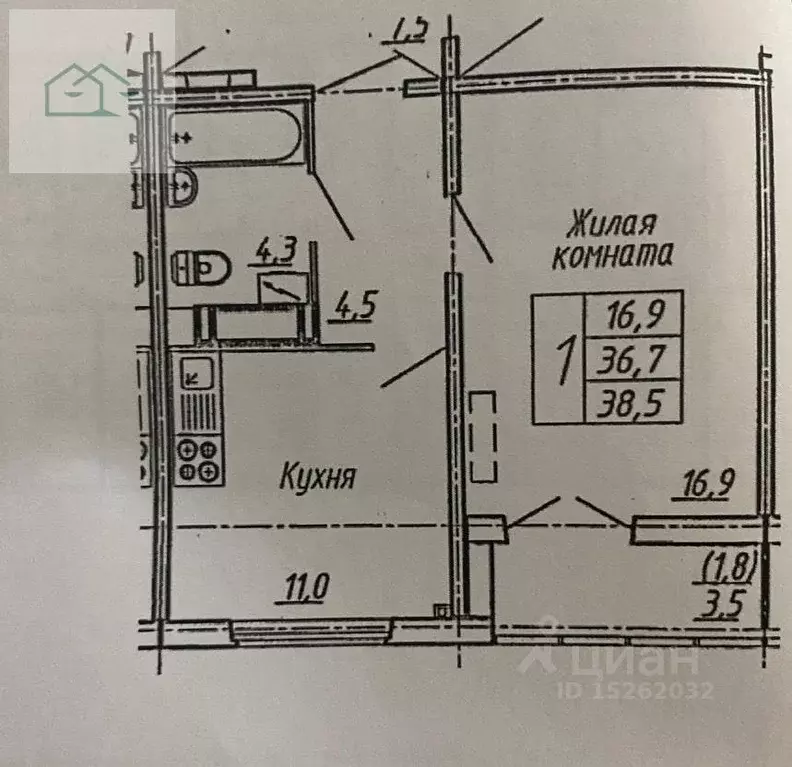 1-к кв. Воронежская область, Воронеж ул. Загоровского, 9/2 (40.0 м) - Фото 1