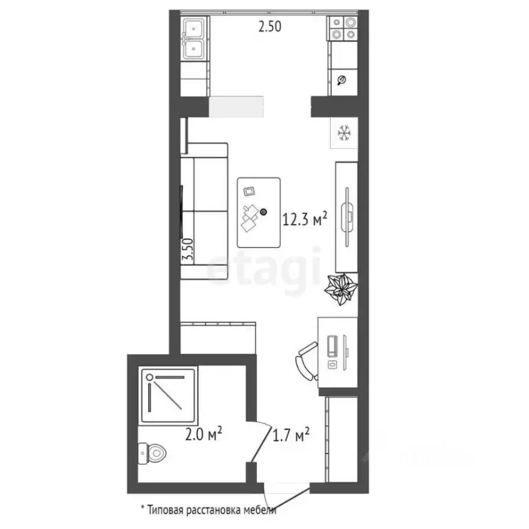 1-к кв. Тюменская область, Тюмень Шаимский проезд, 9 (13.1 м) - Фото 1