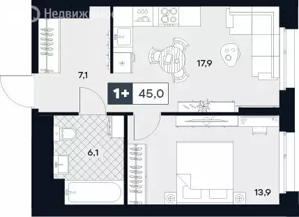 1-комнатная квартира: Москва, Лодочная улица, 27к2 (45 м) - Фото 0