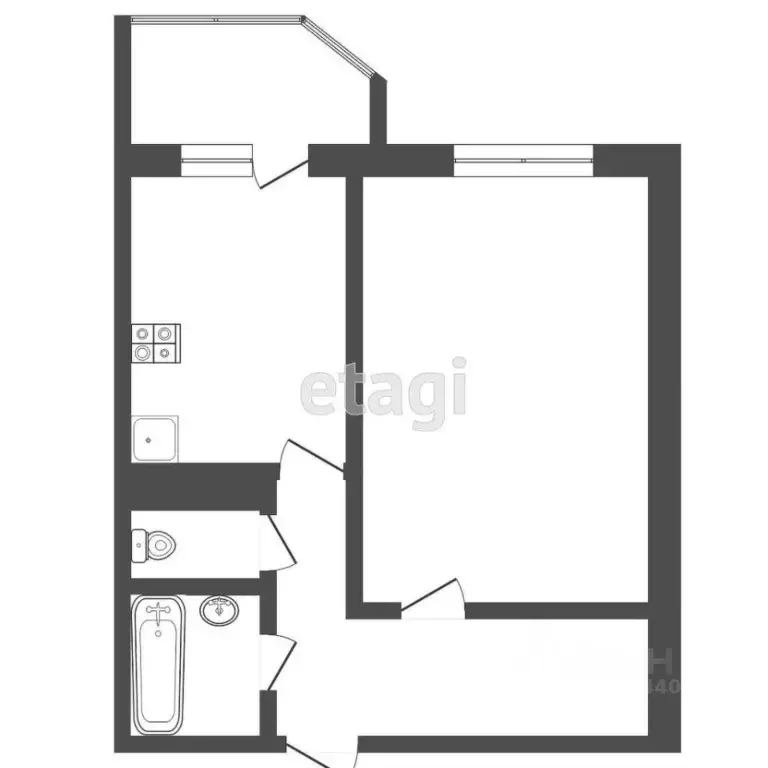 1-к кв. Тюменская область, Тюмень ул. Алексея Леонова, 36 (35.6 м) - Фото 2