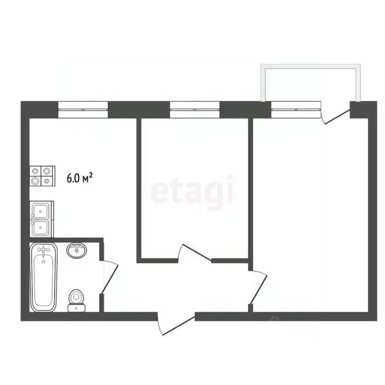 2-к кв. Московская область, Долгопрудный просп. Пацаева, 3 (44.3 м) - Фото 2