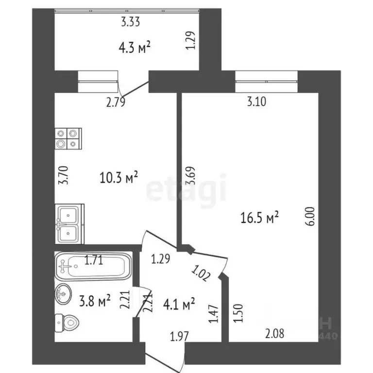 1-к кв. Тюменская область, Тюмень ул. Тимофея Кармацкого, 7 (36.74 м) - Фото 1