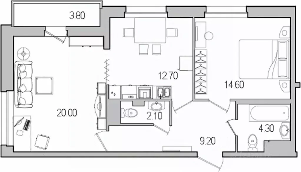 2-к кв. Санкт-Петербург ул. Кустодиева, 3к3 (66.1 м) - Фото 1