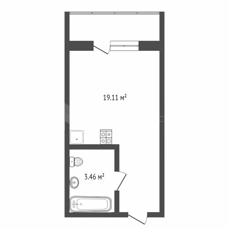 Квартира-студия: Тюмень, улица Новосёлов, 109 (19.3 м) - Фото 0