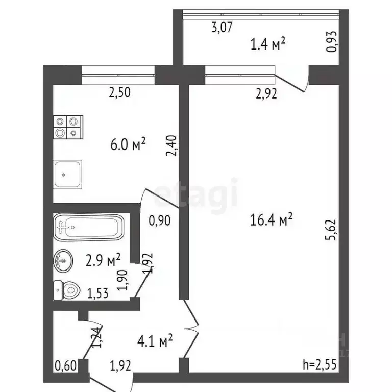 1-к кв. Брянская область, Брянск Бежицкая ул., 329 (30.1 м) - Фото 0