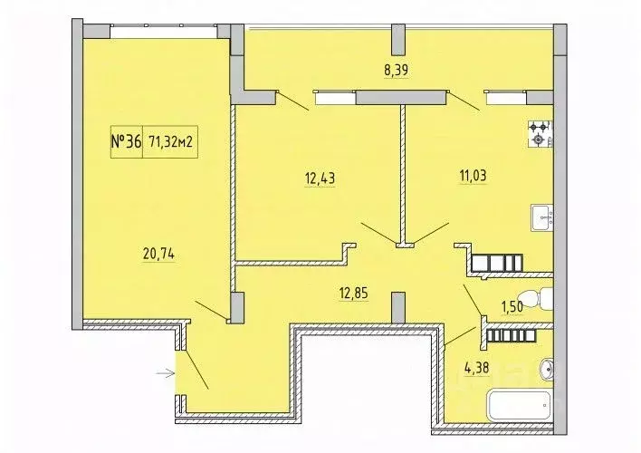 2-к кв. Крым, Феодосия ул. Грина, 43 (71.32 м) - Фото 0