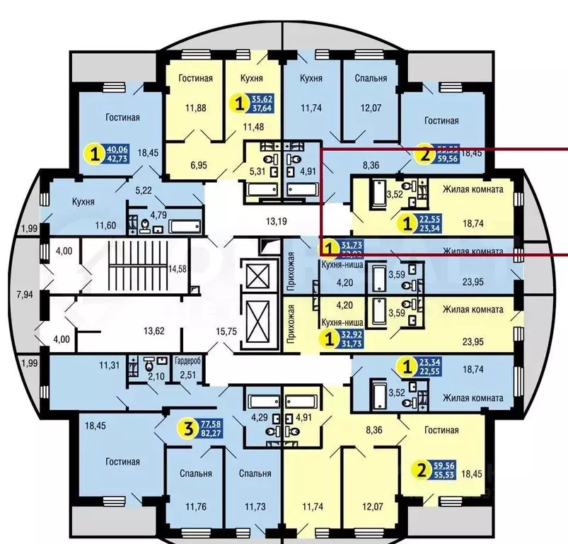 Студия Красноярский край, Красноярск Ленинградская ул., 10 (24.0 м) - Фото 2