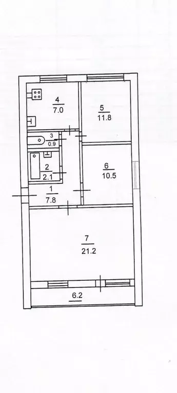 3-к. квартира, 61,3 м, 5/9 эт. - Фото 0