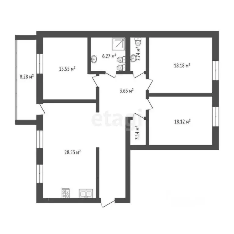 3-к кв. Тюменская область, Тюмень ул. Евгения Богдановича, 6 (118.7 м) - Фото 1