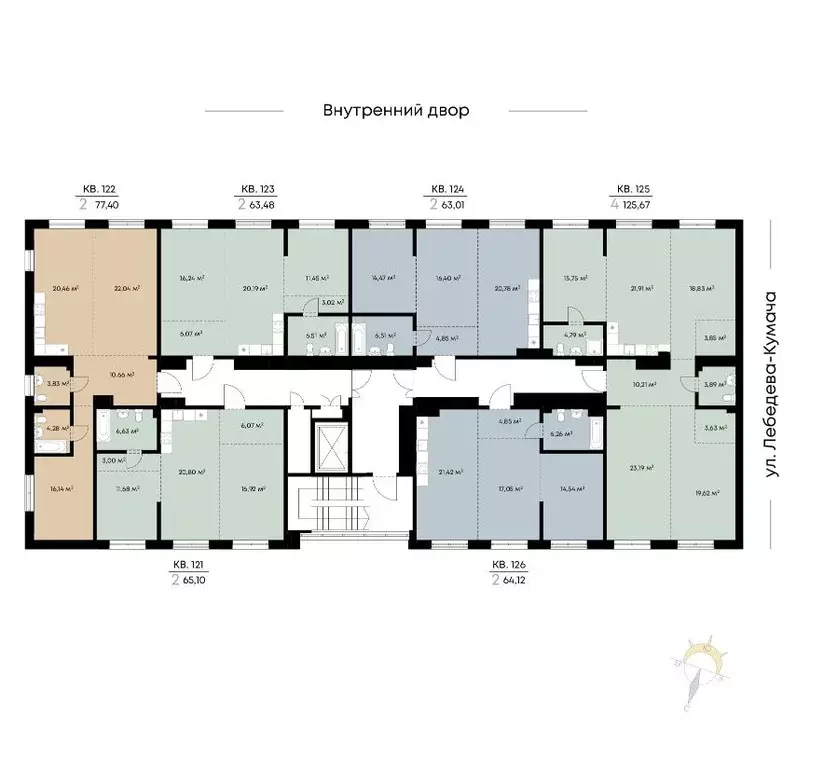2-к кв. Иркутская область, Иркутск ул. Лебедева-Кумача (64.12 м) - Фото 1