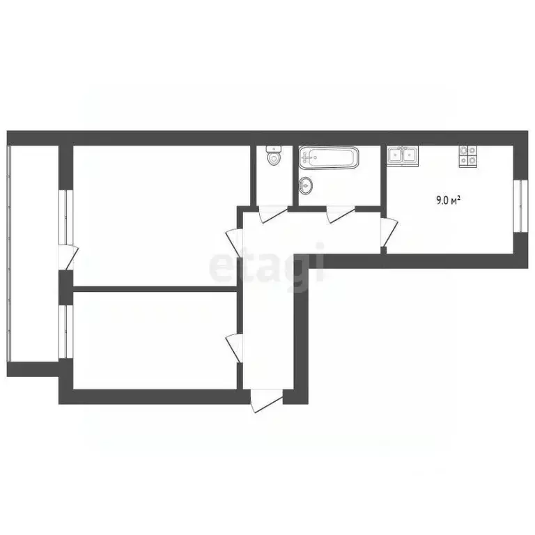 2-к кв. Тюменская область, Тюмень Лесной мкр, 3 (46.3 м) - Фото 1