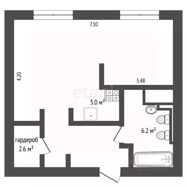 Студия Тюменская область, Тюмень Ямская ул., 86 (42.7 м) - Фото 2