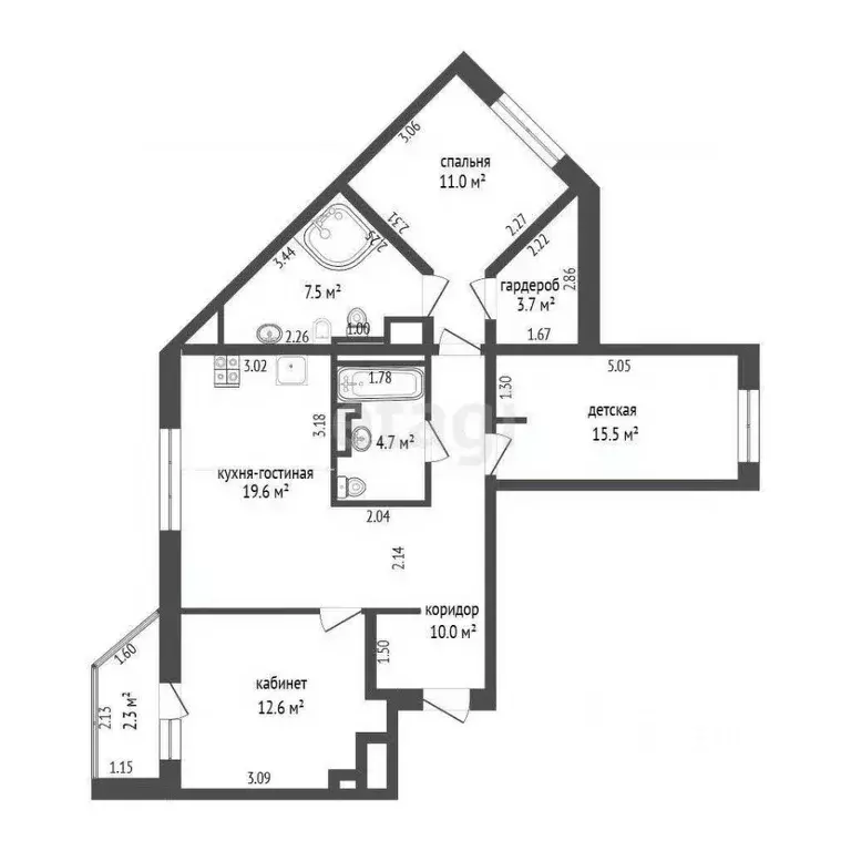 3-к кв. Тюменская область, Тюмень ул. Тимофея Чаркова, 79 (86.0 м) - Фото 1