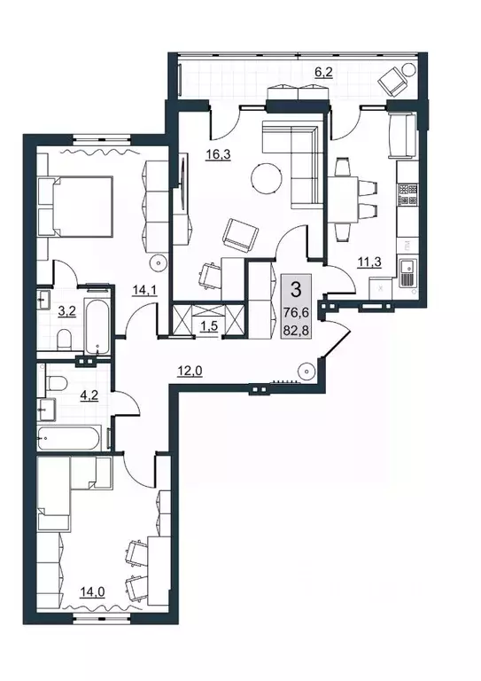 3-к кв. Саратовская область, Саратов ул. Имени Евгения Долгина, 6 ... - Фото 1