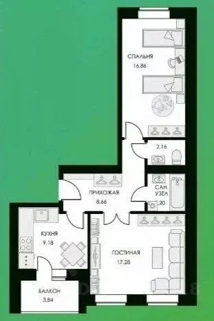 2-к кв. Калужская область, Калуга ул. Изумрудная, 6 (59.43 м) - Фото 2