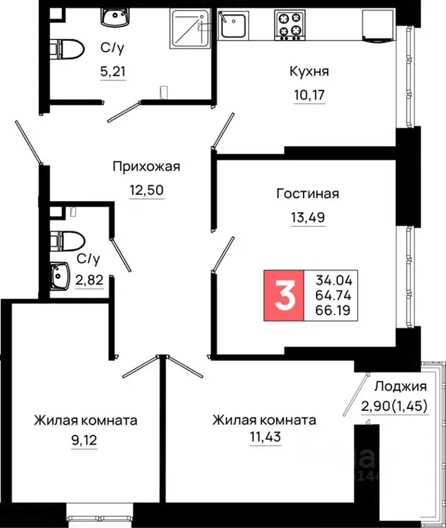 3-к кв. Ростовская область, Ростов-на-Дону Нефтекачка кв-л, Октябрь ... - Фото 0