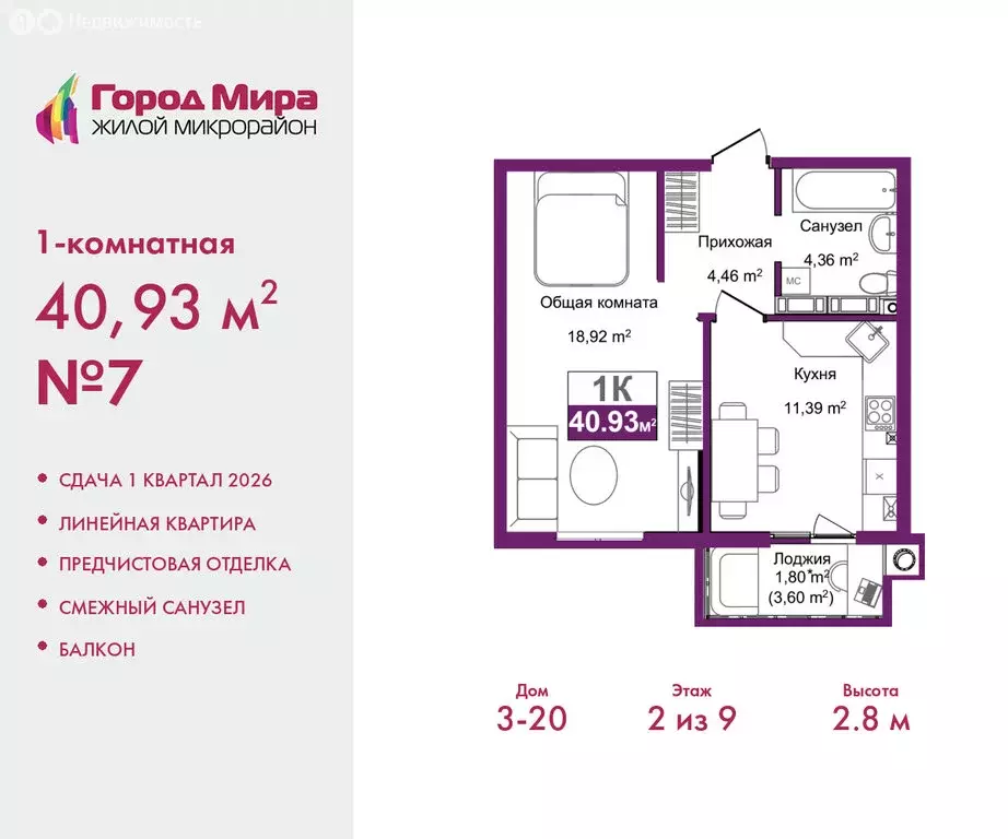 1-комнатная квартира: Симферополь, Центральный район, жилой комплекс ... - Фото 1