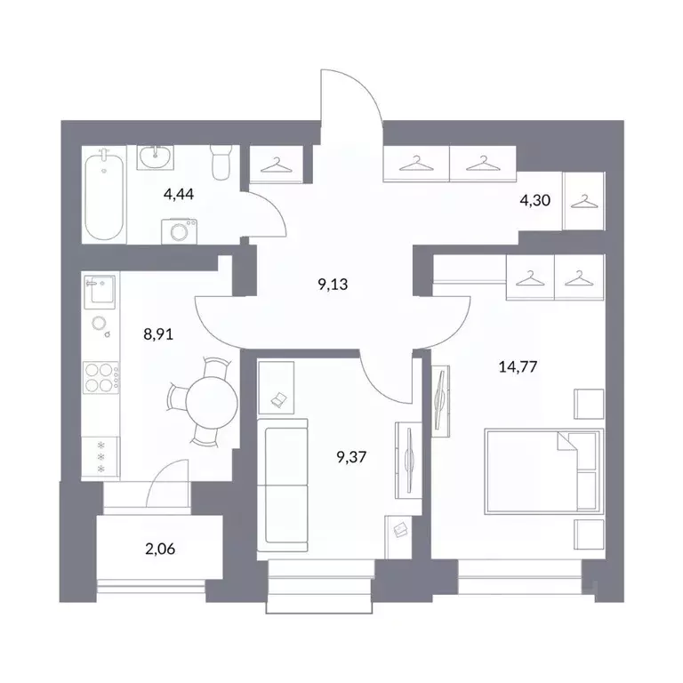 2-к кв. Новосибирская область, Новосибирск Нарымская ул., 22 (52.98 м) - Фото 0