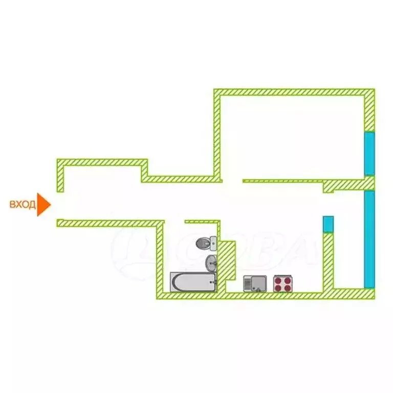 1-комнатная квартира: Тюмень, улица Менжинского, 60 (46 м) - Фото 1
