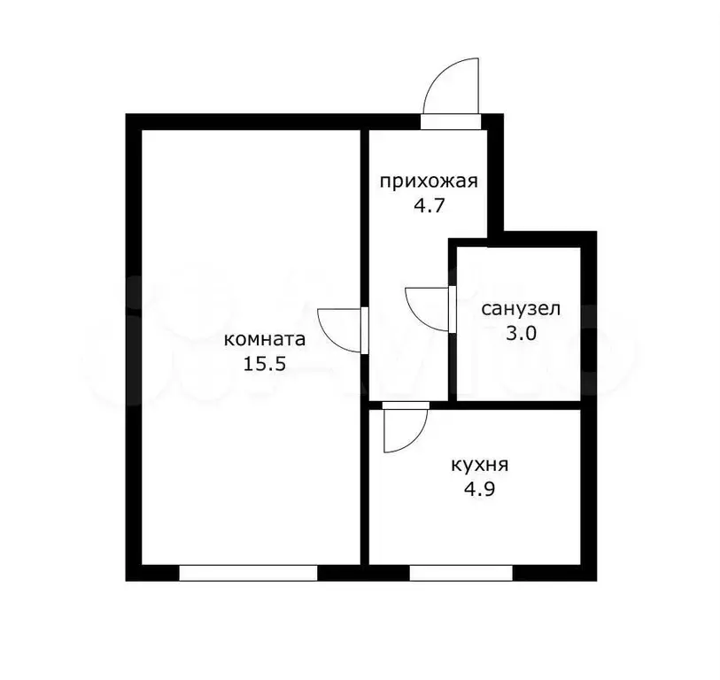 1-к. квартира, 31 м, 2/2 эт. - Фото 0