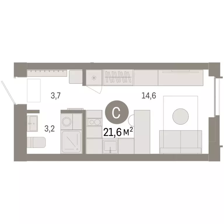 Квартира-студия: Новосибирск, Большевистская улица, 66 (21.56 м) - Фото 2