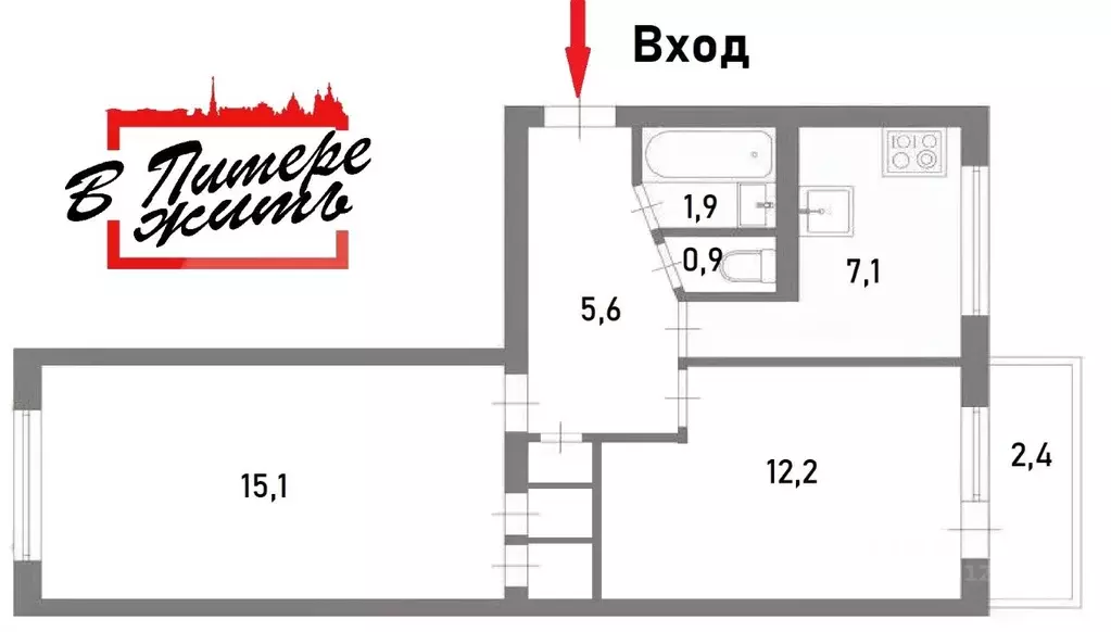 2-к кв. Санкт-Петербург Кондратьевский просп., 77К3 (44.8 м) - Фото 1